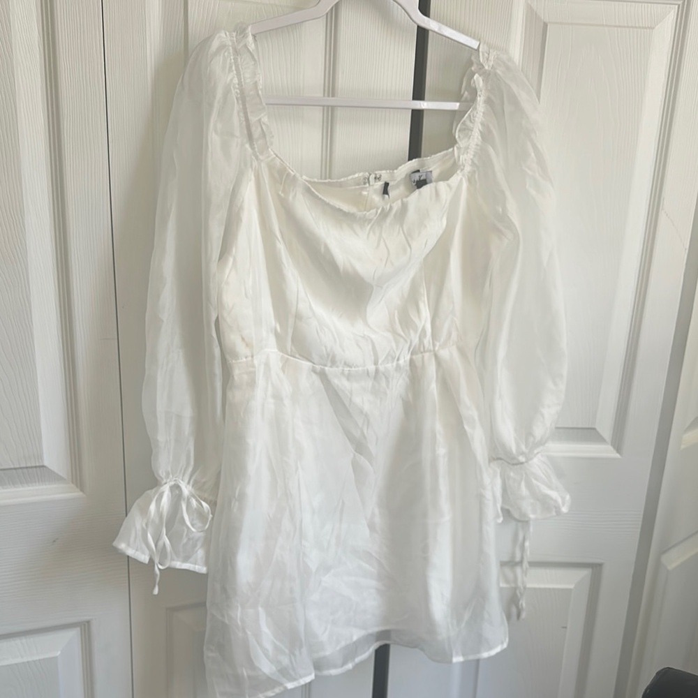 Lulu's White Sheer Long Sleeve Mini Dress